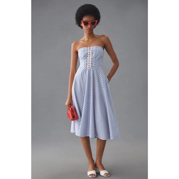 Anthropologie Maeve Strapless A-Line Dress - New Large - Picture 2 of 7